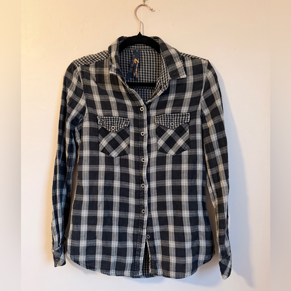 7 For All Mankind Plaid Button Down Shirt Size Small Grunge